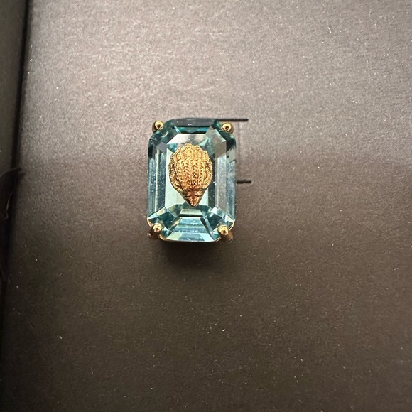 Kurt Geiger Aquamarine and Gold Stud Earrings - Picture 2 of 4